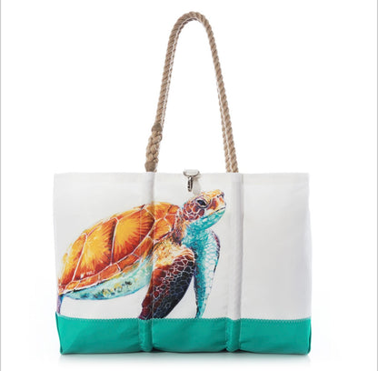 Sea Bags Multicolor Ogunquit Large Sea Turtle Beach Tote - BHI