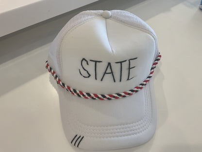 NC State Trucker Hat - white-Tipsy Threads