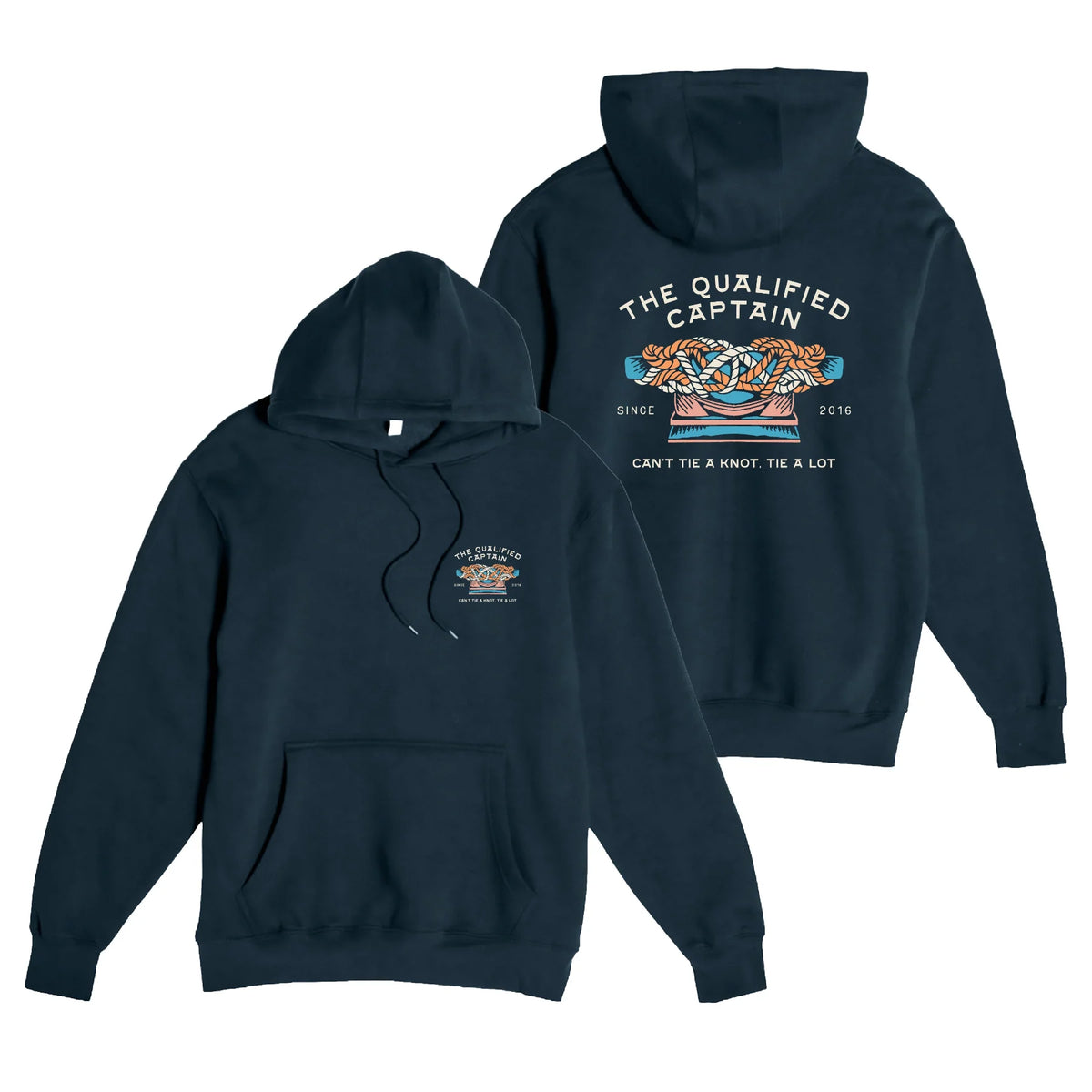 The Qualified Captain™  Tie A Lot Hoodie | Color: Navy