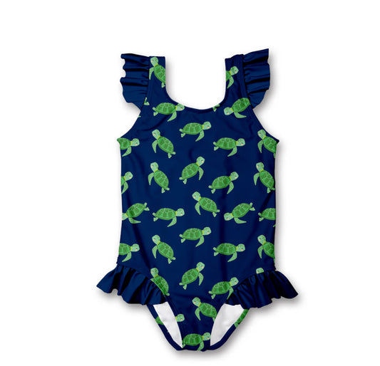 Millie Loves Lily Girl’s Turtle Ruffle Accent One Piece Swimsuit - BHI