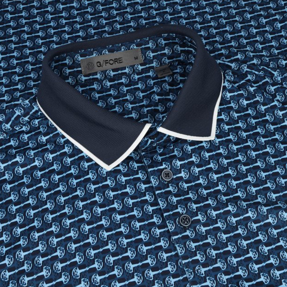 G/FORE Brick Stripe Tech Jersey Shirt in Fountain