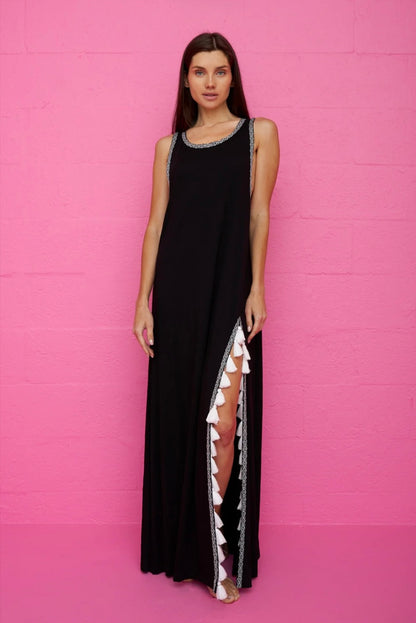 Pitusa Monochromatic Tassel Slit Dress - BHI
