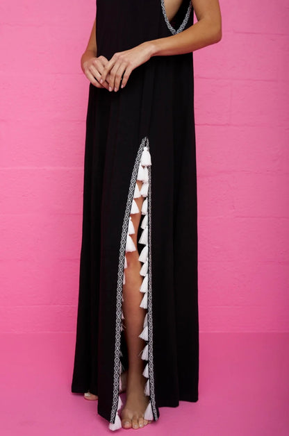 Pitusa Monochromatic Tassel Slit Dress - BHI