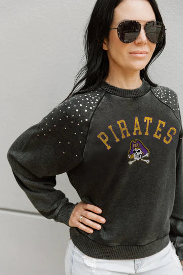 East Carolina Pirates Don't Blink Vintage Studded Pullover - Gameday couture