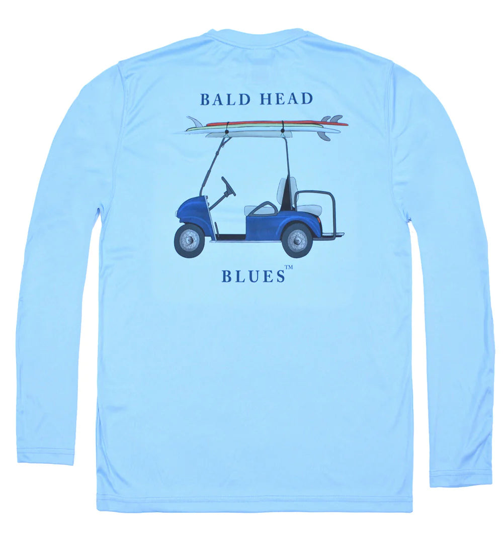 Performance Long Sleeve Golf Cart T-Shirt - Columbian Blue-Baldhead blues