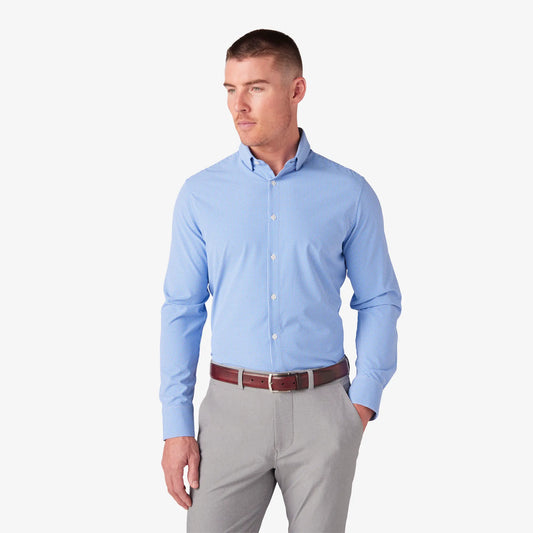 Leeward LS Dress Shirt-Cobalt Stratford Check- Mizzen+Main