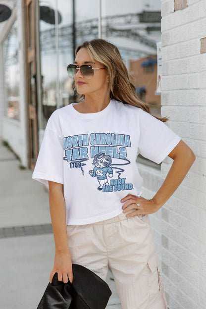 NORTH CAROLINA TAR HEELS UNC GAMEDAY GOALS BOXY FIT WOMEN'S CROP TEE