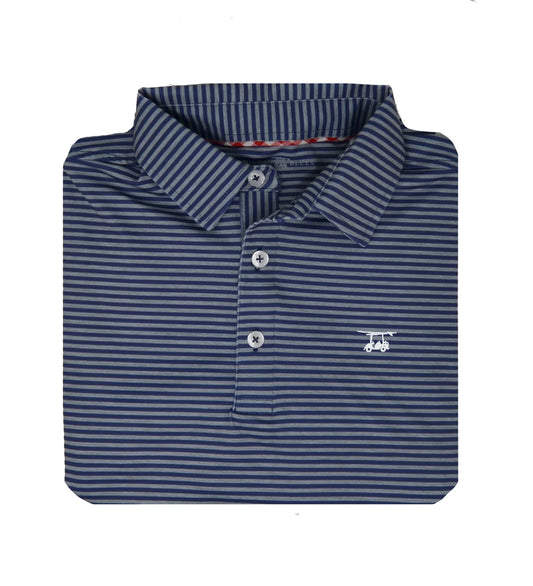 Albatross Polo- -Albatross Polo - Heather Monument w/ Medieval Stripe-HM-Baldhead blues