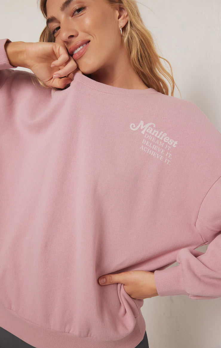 Oversized Manifest Sweatshirt-Pink-Z SUPPLY