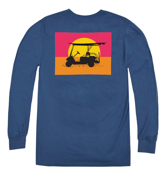 Long Sleeve Island Tee- Endless Sunset-Navy-Bald Head Blues