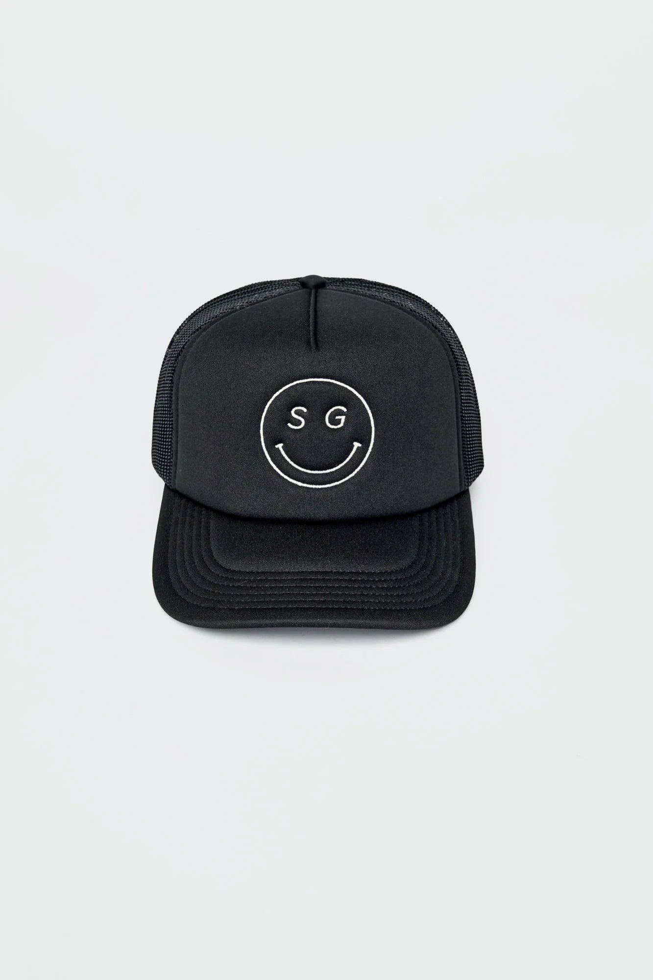 Smiley Black Trucker Hat- Spiritual Gangster