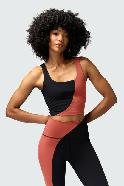 Indie Color Block Crop Top - Rosewood Black - Spiritual Gangster