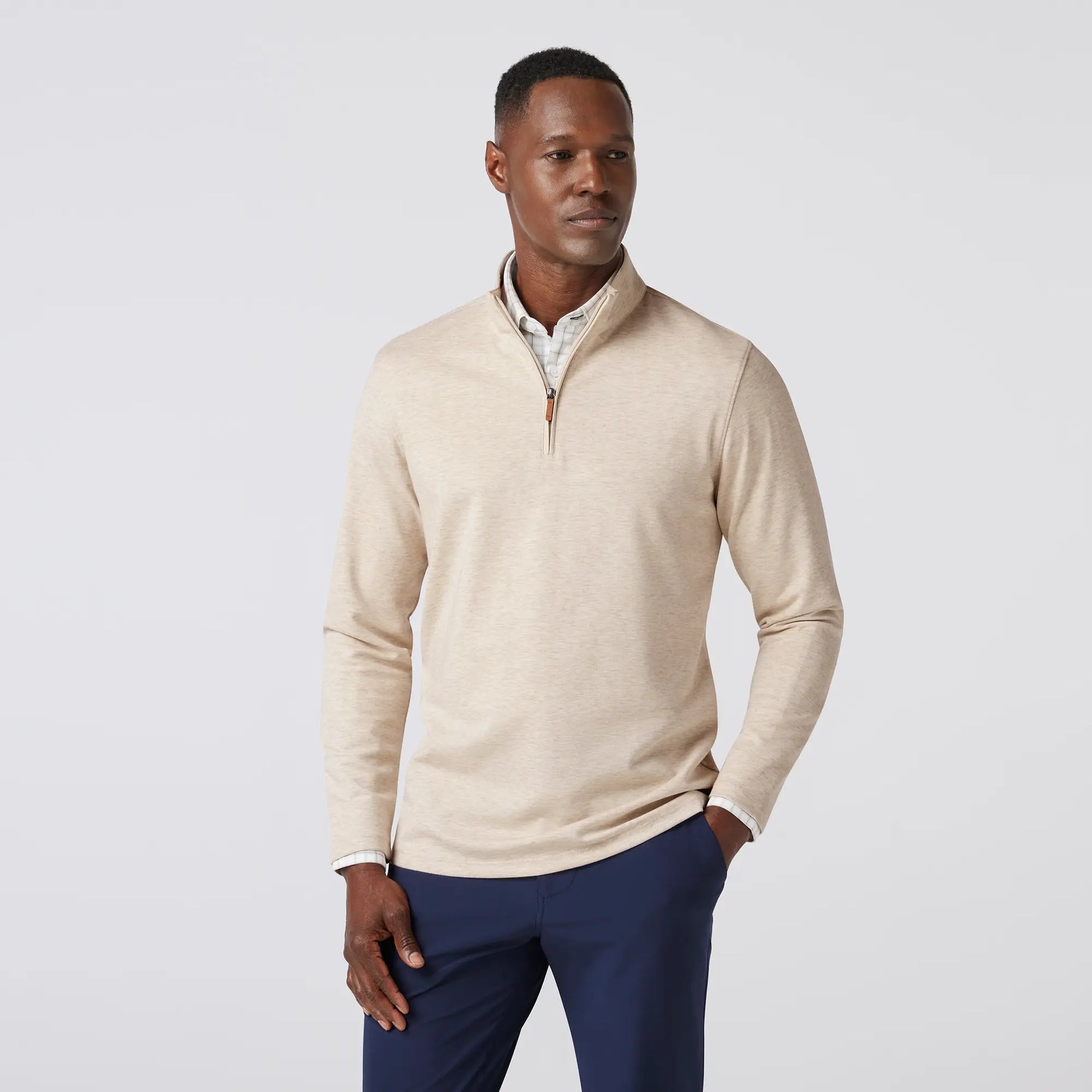 Mizzen + Main Men's KPI Quarter Zip - Oyster Heather - BHI