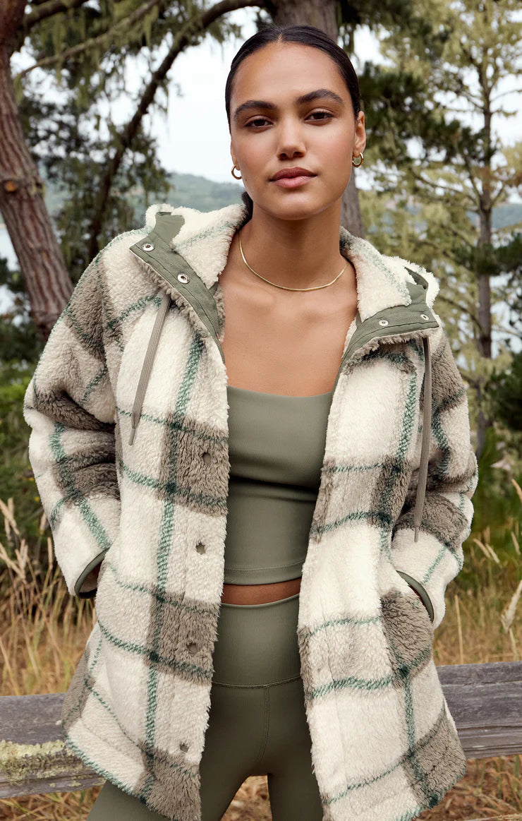 Cross Country Plaid-Sherpa Jacket-Winter Green- Z Supply