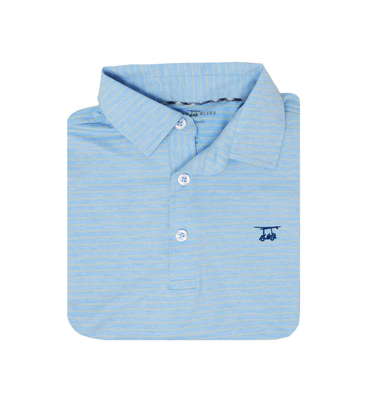 Albatross Polo - Heather Bell/ Yellow Pin Stripes - Baldhead Blues