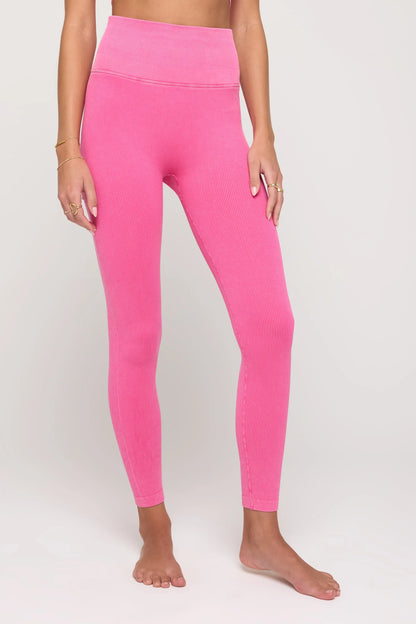 Love Sculpt Washed 7/8 Leggings- Neon Pink - Spiritual Gangster