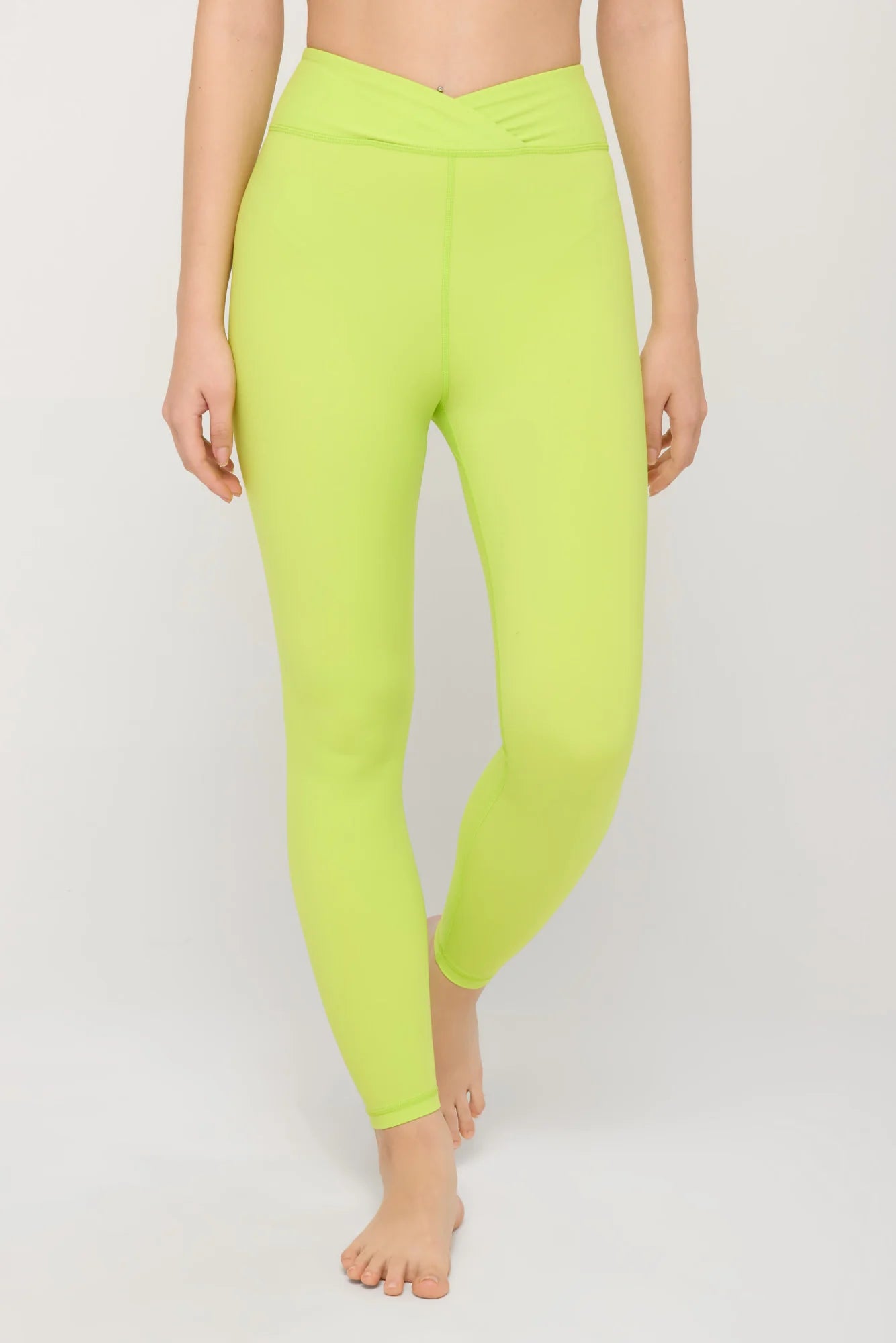 Evie Wrap Front 7/8 Leggings- Acid Lime - Spiritual Gangster