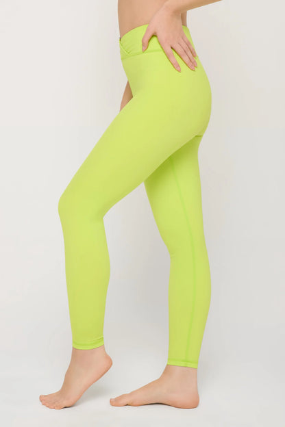 Evie Wrap Front 7/8 Leggings- Acid Lime - Spiritual Gangster