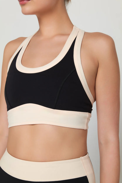 Aurora Colorblock Sports Crop Top  - Black - Spiritual Gangster