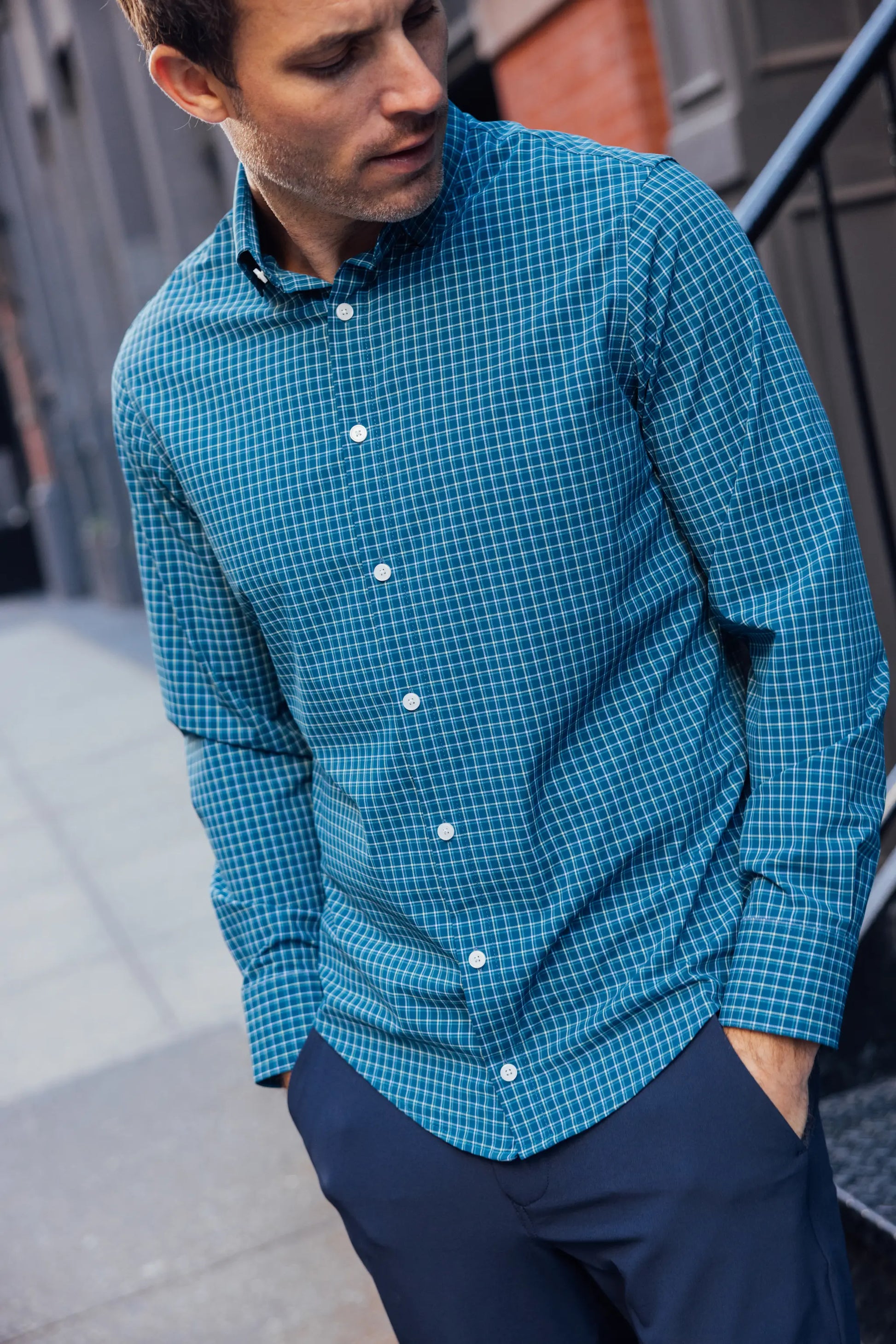 Mizzen + Main -Sea Ludlow Plaid Long Sleeve Dress Shirt - No Tuck - BH Coastal Urge Mizzen + Main -Sea Ludlow Plaid Long Sleeve Dress Shirt - No Tuck - BH Coastal Urge