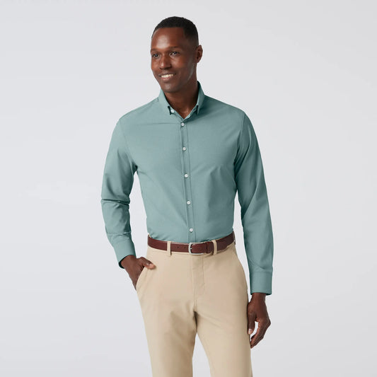 Classic Leeward Dress Shirt - Hunter Green Straton Check -Mizzen+Main