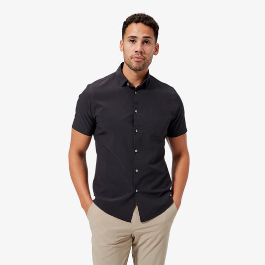 Leeward Dress Shirt-Solid Black-Mizzen+Main