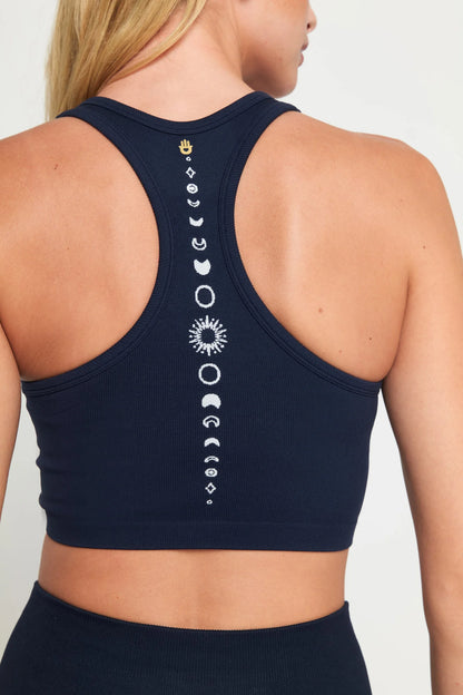 Golden Icon Jacquard Crop Tank Bra - Midnight Navy - Spiritual Gangster