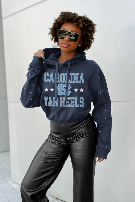 Tar Heels UNC Rhinestones Crop Hoodie - Navy - Gameday Couture