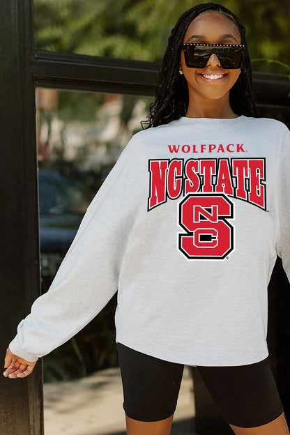 NC State Wolfpack Fighting Spirit Drop Shoulder Long Sleeve Pullover -Gameday Couture