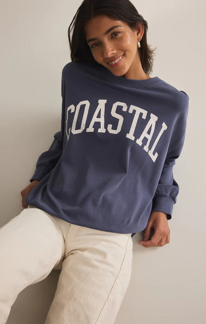 Z Supply Coastal Sunday Sweatshirt - Worn Blue - BHI