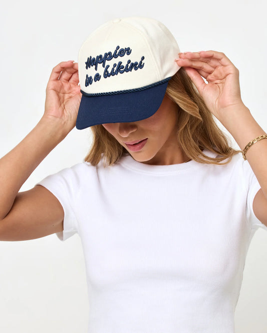 L*Space Newport Hat Midnight Cream 'Happier in a bikini'