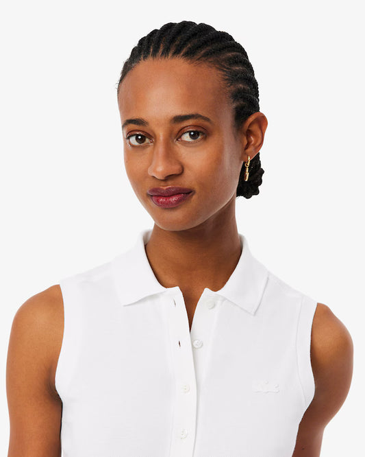 Lacoste Women's Slim Fit L.12.D Sleeveless Stretch Polo | White