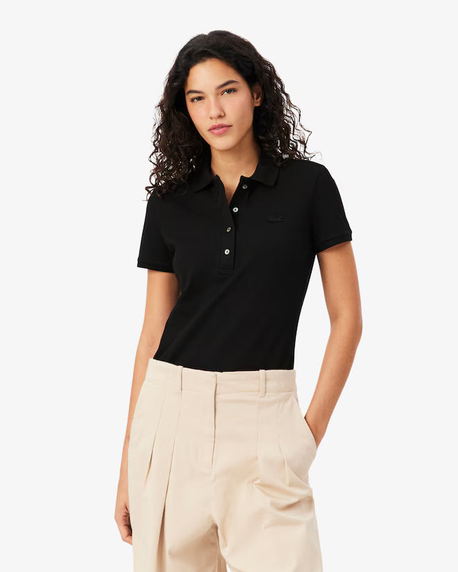 Lacoste Women's L.12.D Slim Fit Stretch Mini Piqué Polo Black