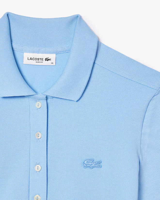 Lacoste Women's L.12.D Slim Fit Stretch Mini Piqué Polo Light Blue HBA