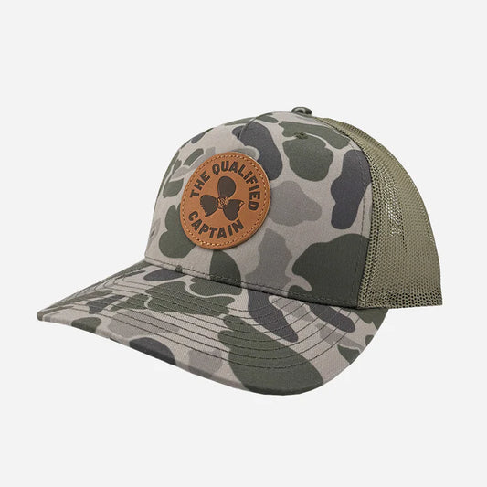 Qualified Captain Prop Leather Patch Trucker Hats | Marsh/Loden