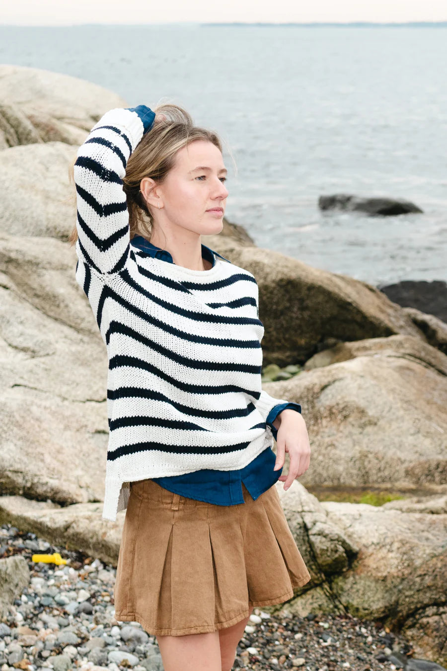 HIHO - Relaxed Crew Sweater - Night Sky Stripe