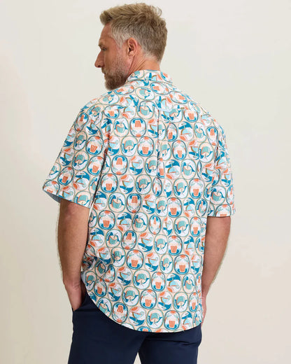 Tommy Bahama Men's Nova Wave Glass Half Full Camp Shirt - White Peach