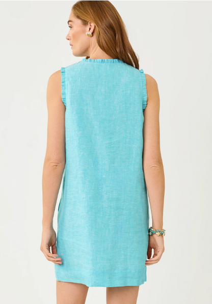 Lilly Pulitzer Kavalla Linen Popover Dress Capri Blue