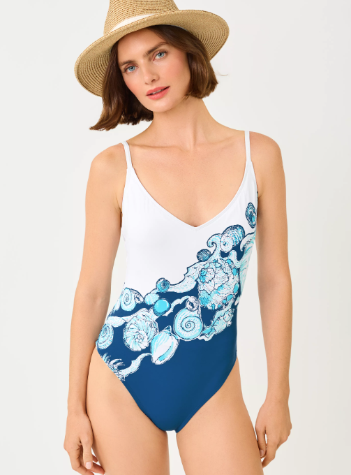 Lilly Pulitzer Klynn One Piece swimsuit Resort White Shell Shine