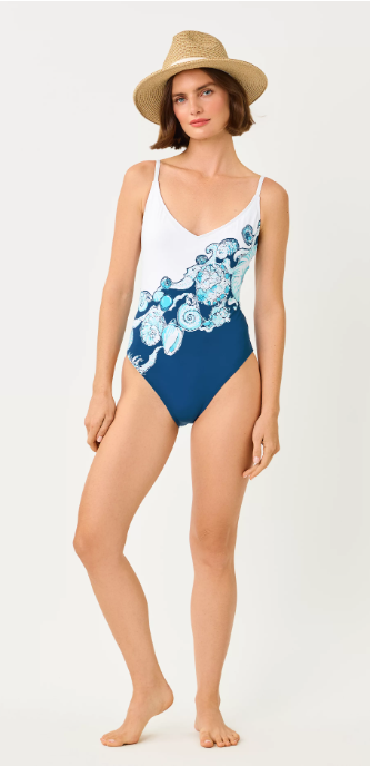 Lilly Pulitzer Klynn One Piece swimsuit Resort White Shell Shine