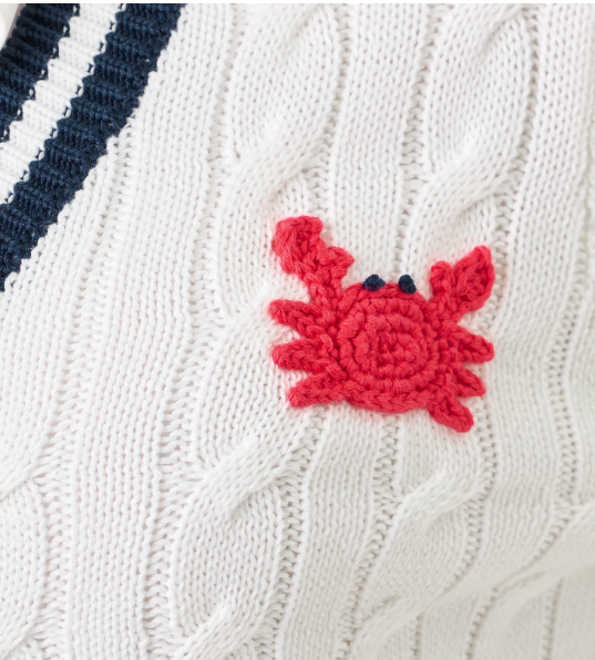Lilly Pulitzer Brockton Long Sleeve Resort White Crab crochet