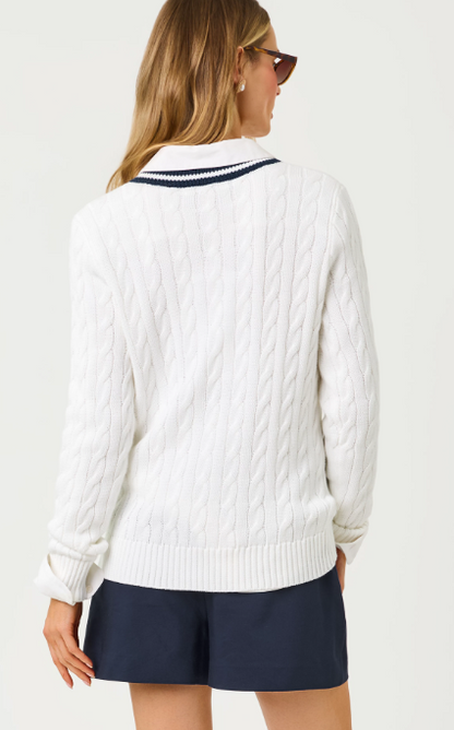 Lilly Pulitzer Brockton Long Sleeve Resort White Crab crochet