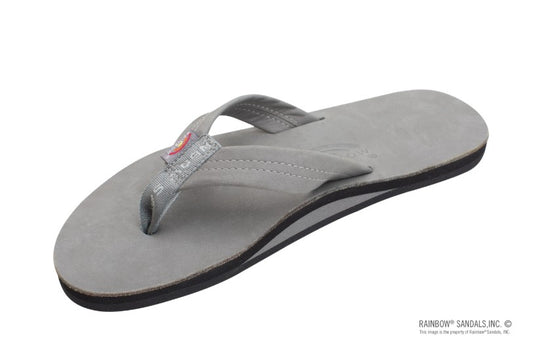 Rainbow Sandals Single Layer Premier Leather with Arch Support 1" Strap Grey