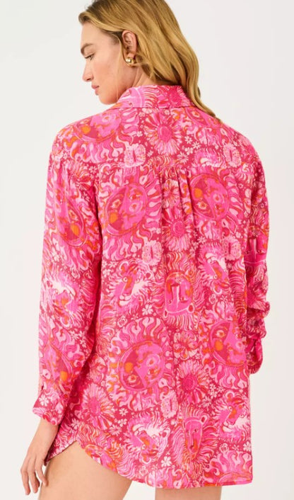 Lilly Pulitzer Kwitney Long Sleeve Cotton Cover-Up | Paradise Punch