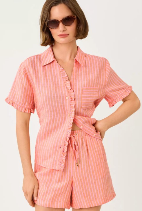 Lilly Pulitzer Carden Ruffle Top | Sunset Orange