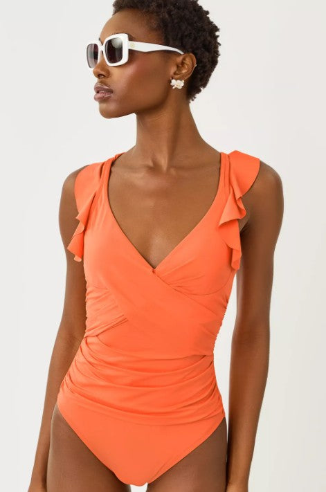 Lilly Pulitzer Remini Ruffle One-Piece Swimsuit | Sunset Orange