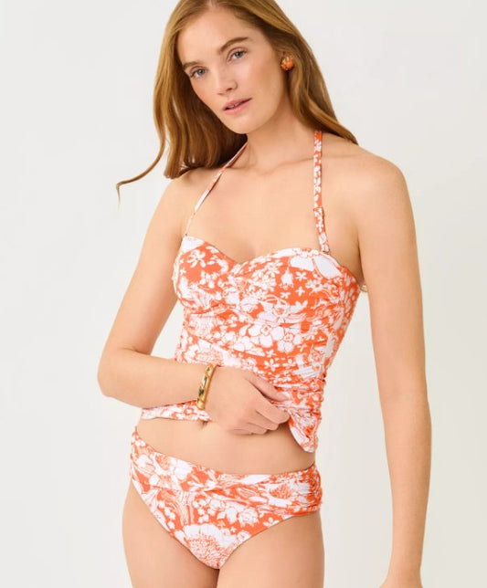 Lilly Pulitzer - Lagoon Sarong Hipster Bikini Bottom | Sunset Orange Budding Romance
