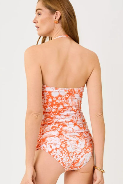 Lilly Pulitzer - Lagoon Sarong Hipster Bikini Bottom | Sunset Orange Budding Romance
