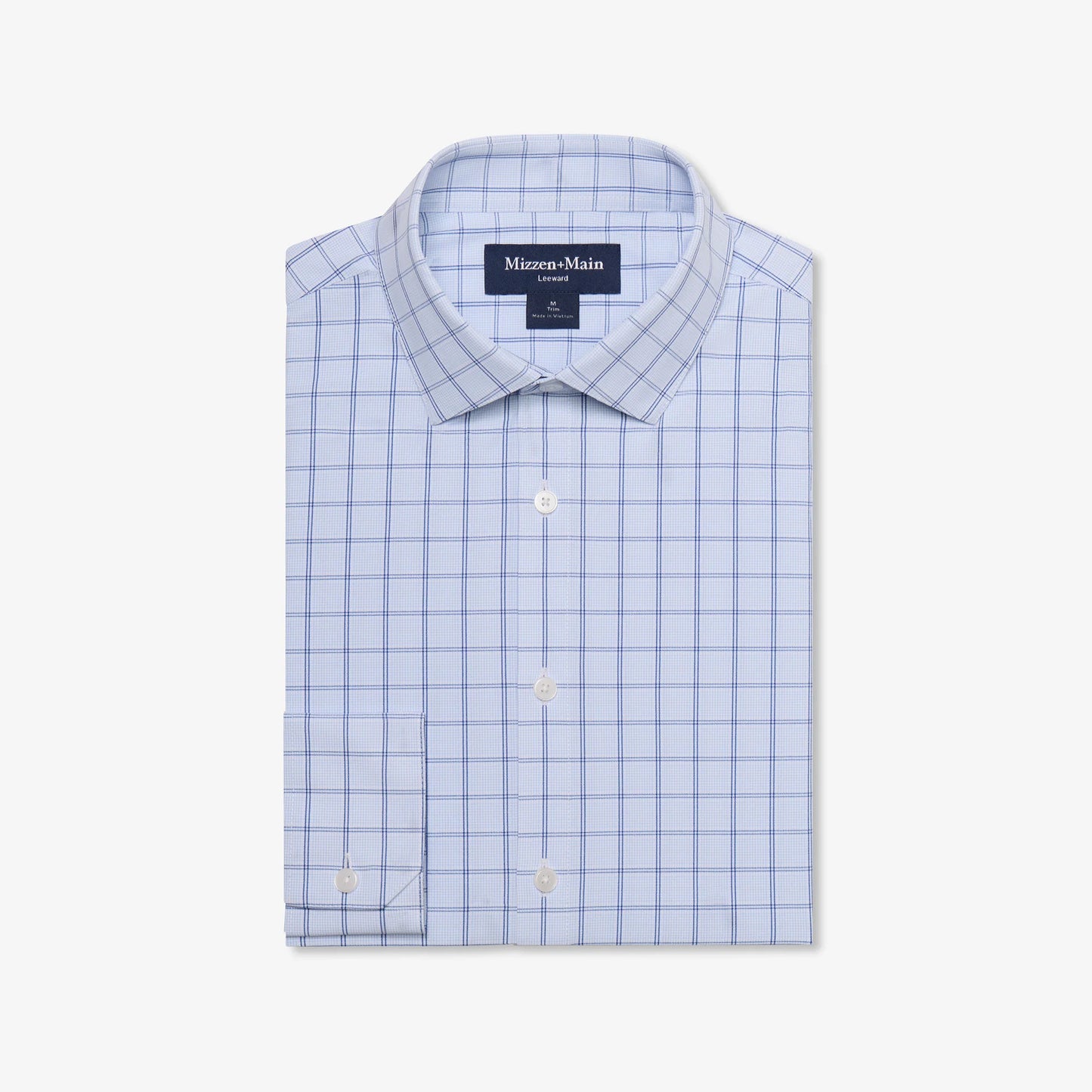 Mizzen + Main Leeward LS Dress Shirt | Cloud Blue Hampton Plaid