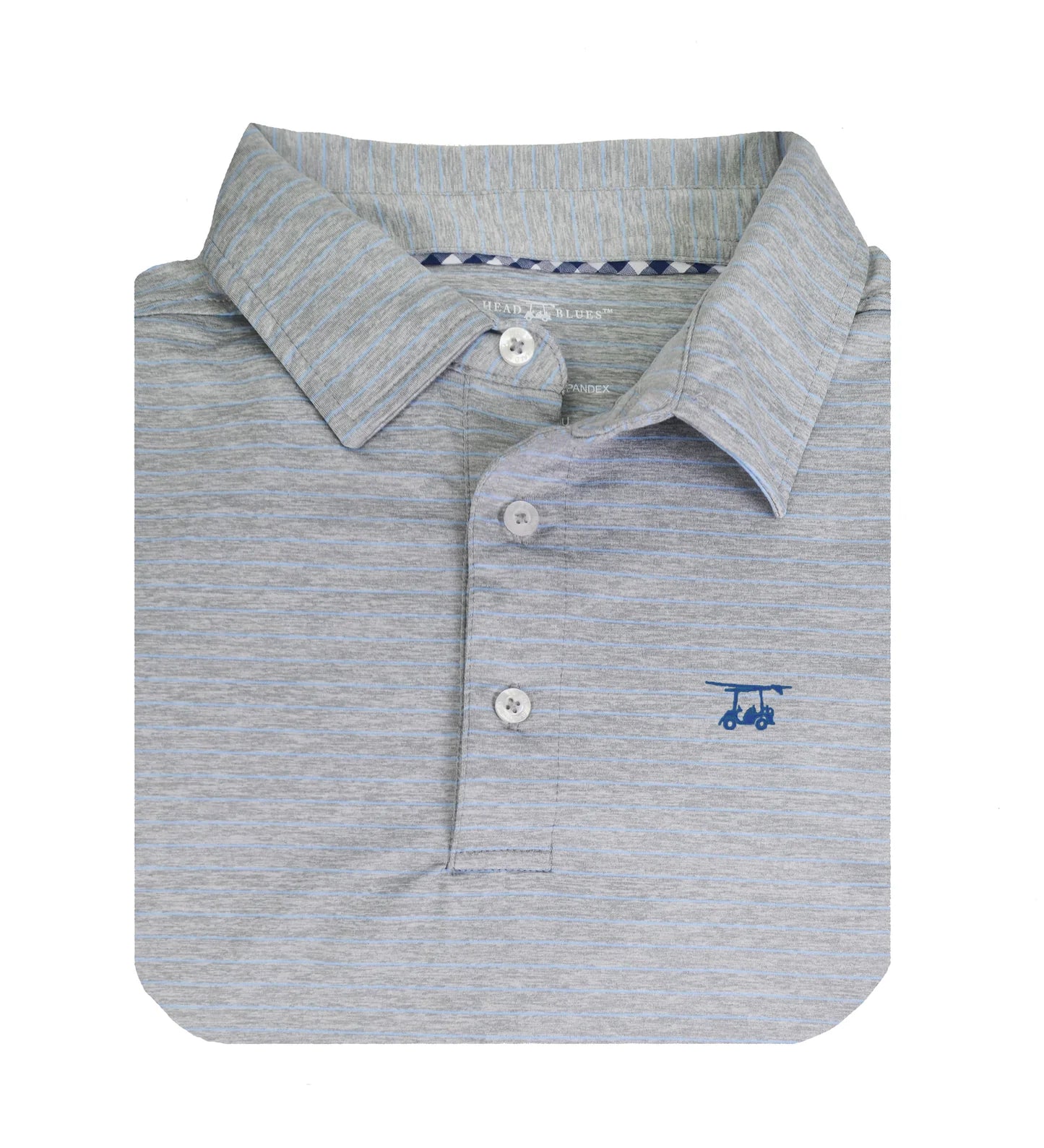 Albatross Polo-Heather Pearl Grey w/ Regatta Pinstripes-Bald Head Blues